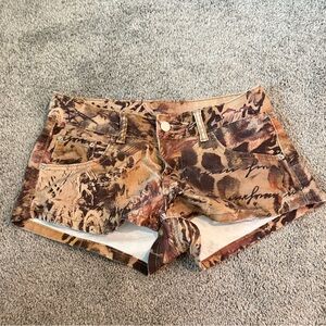 SHEIN Brown Leopard-Print Denim Short Shorts
